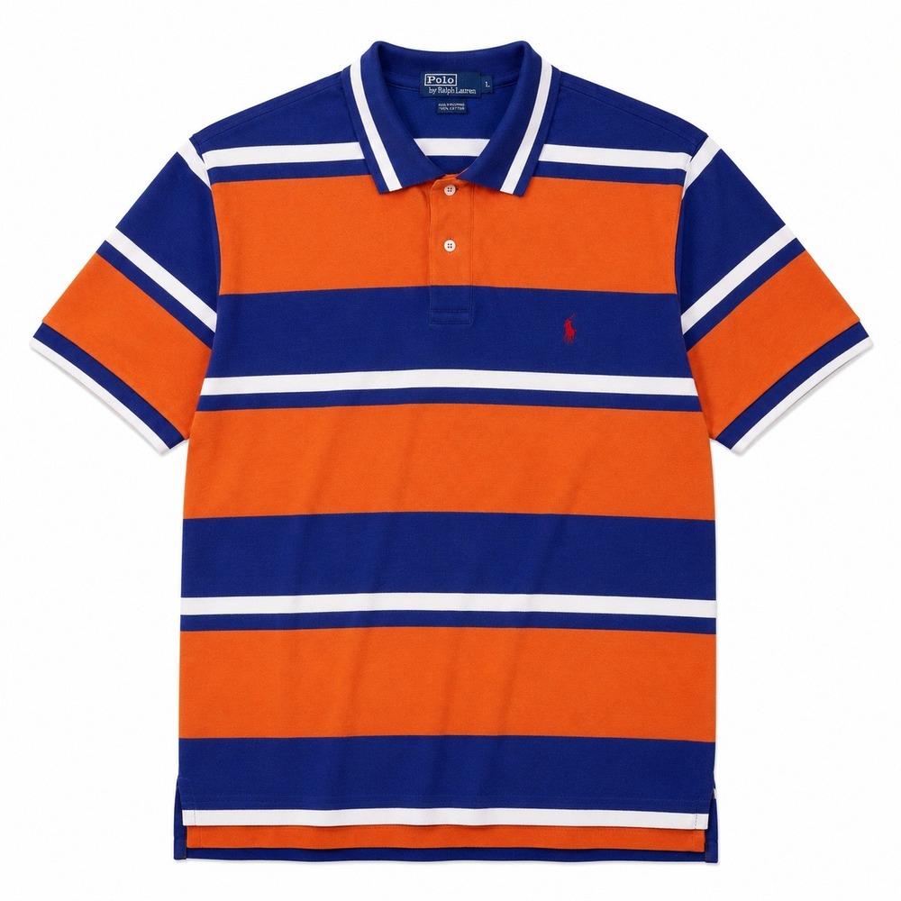 Polo Ralph Lauren Shirt Mens Large Striped Tricolor Vintage Preppy Small Pony